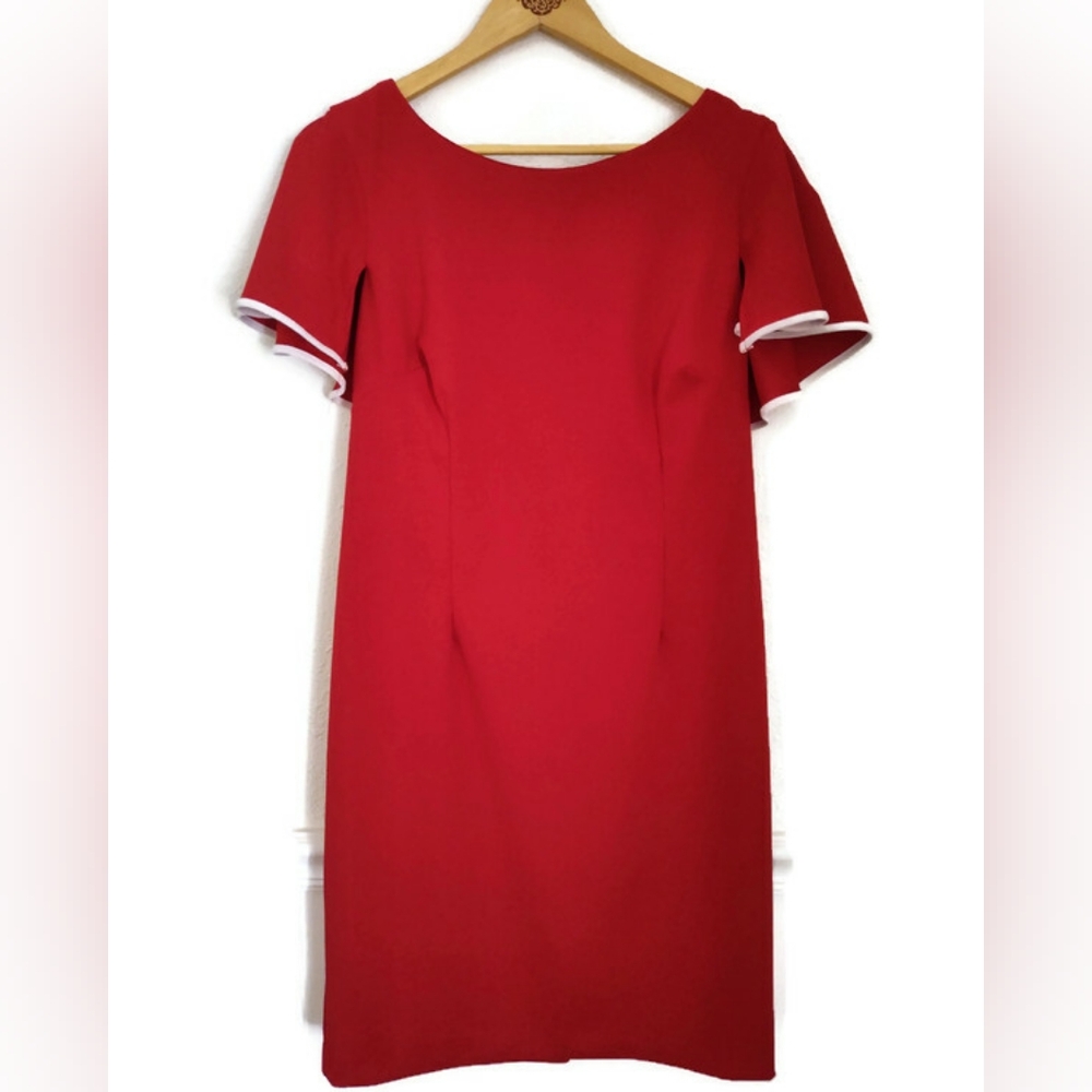 True Red Glamour Dress Vintage Design So beautiful!! Size 14 - Picture 2 of 6